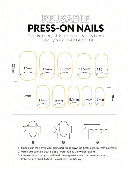 Sanrio Y2K Long Square Press-On Nails – 24pcs Black & Pink Cute Design