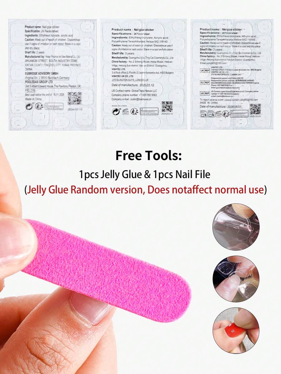 Party Glitter French Glue Press-Ons