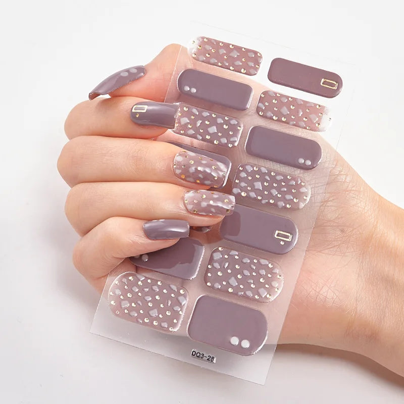 Semi-Cured Gel Nail Wraps – 32 Colors, Waterproof, Long-Lasting French Nail Stickers, Full Cover DIY Salon Nails