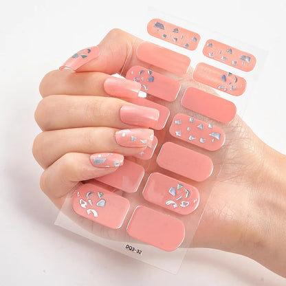 Semi-Cured Gel Nail Wraps – 32 Colors, Waterproof, Long-Lasting French Nail Stickers, Full Cover DIY Salon Nails