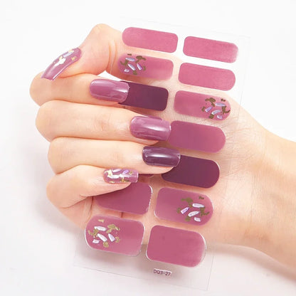 UV Semi-Cured Gel Nail Wraps Stickers Strips French Long Lasting Full Cover LED Gel Semi Cured Nail Sliders For Nail Extension