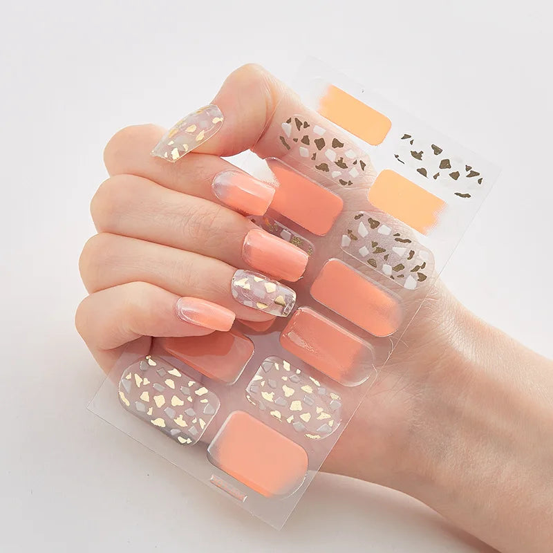 Semi-Cured Gel Nail Wraps – 32 Colors, Waterproof, Long-Lasting French Nail Stickers, Full Cover DIY Salon Nails