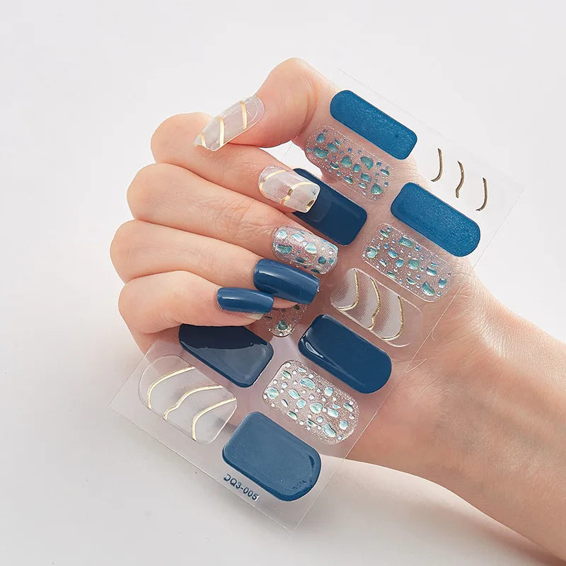 Semi-Cured Gel Nail Wraps – 32 Colors, Waterproof, Long-Lasting French Nail Stickers, Full Cover DIY Salon Nails
