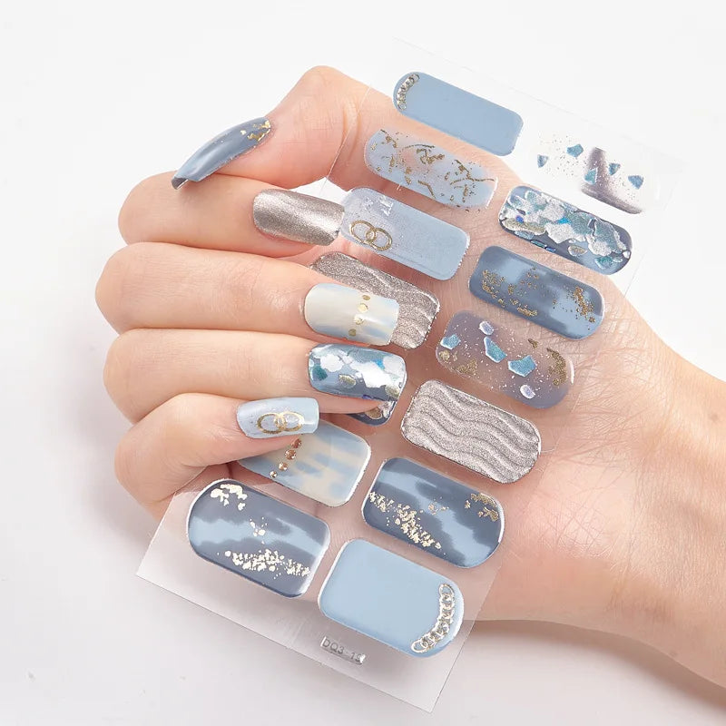 Semi-Cured Gel Nail Wraps – 32 Colors, Waterproof, Long-Lasting French Nail Stickers, Full Cover DIY Salon Nails