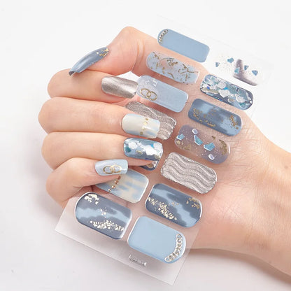 Semi-Cured Gel Nail Wraps – 32 Colors, Waterproof, Long-Lasting French Nail Stickers, Full Cover DIY Salon Nails