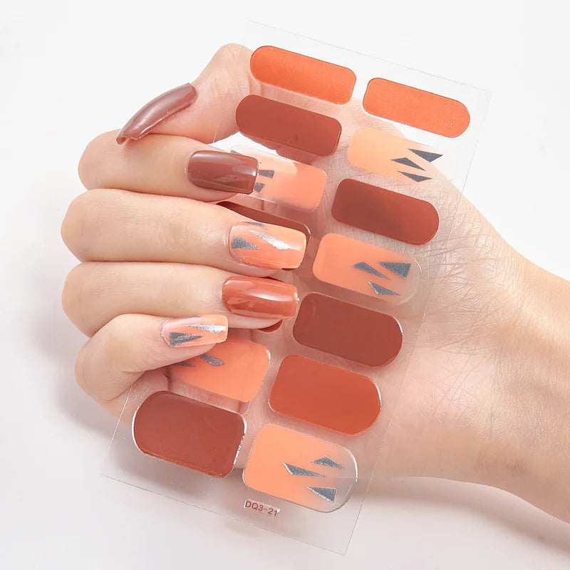 Semi-Cured Gel Nail Wraps – 32 Colors, Waterproof, Long-Lasting French Nail Stickers, Full Cover DIY Salon Nails