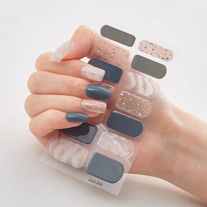Semi-Cured Gel Nail Wraps – 32 Colors, Waterproof, Long-Lasting French Nail Stickers, Full Cover DIY Salon Nails