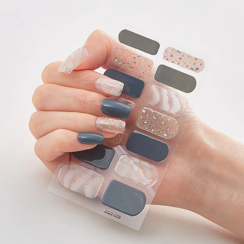 Semi-Cured Gel Nail Wraps – 32 Colors, Waterproof, Long-Lasting French Nail Stickers, Full Cover DIY Salon Nails