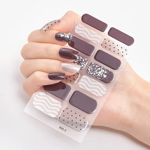 Semi-Cured Gel Nail Wraps – 32 Colors, Waterproof, Long-Lasting French Nail Stickers, Full Cover DIY Salon Nails