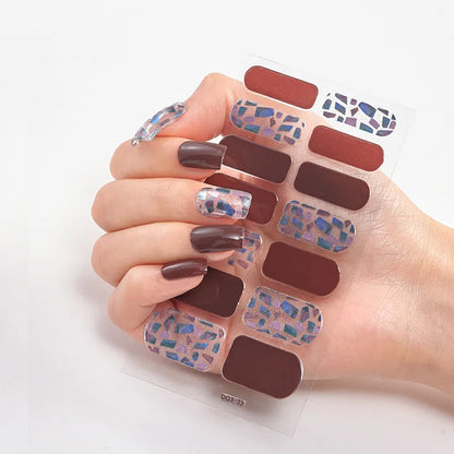 Semi-Cured Gel Nail Wraps – 32 Colors, Waterproof, Long-Lasting French Nail Stickers, Full Cover DIY Salon Nails