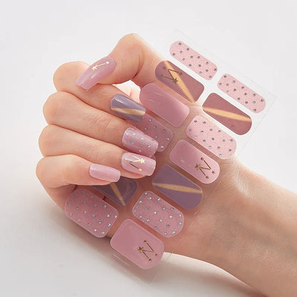 Semi-Cured Gel Nail Wraps – 32 Colors, Waterproof, Long-Lasting French Nail Stickers, Full Cover DIY Salon Nails