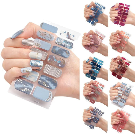 Semi-Cured Gel Nail Wraps – 32 Colors, Waterproof, Long-Lasting French Nail Stickers, Full Cover DIY Salon Nails