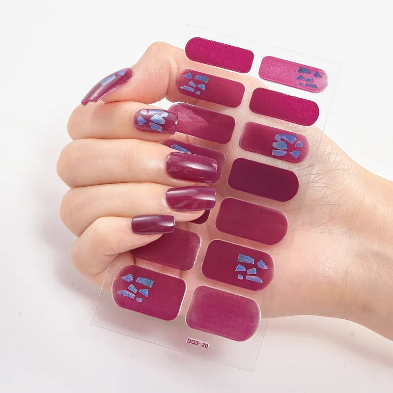 Semi-Cured Gel Nail Wraps – 32 Colors, Waterproof, Long-Lasting French Nail Stickers, Full Cover DIY Salon Nails